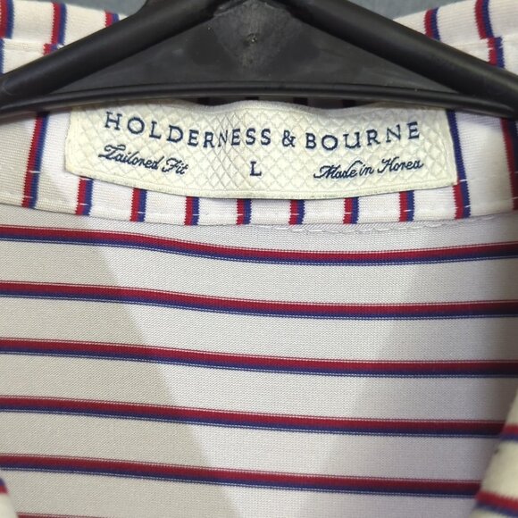 Holderness And Borne Shirt Men's L Multicolor Striped Polo - Picture 4 of 11